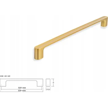 Nábytková úchytka VIEFE LUV 0536 rozteč 320, délka 330, mosazný cava kartáč