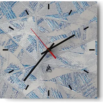 Hodiny Velké nástěnné hodiny na zeď 40x40 Čmáranice Skleněné hodiny Čtvercové Tiché