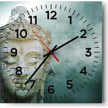 Hodiny Nástěnné hodiny do obýváku 40x40 Buddha Tiché hodiny na skle Stylové