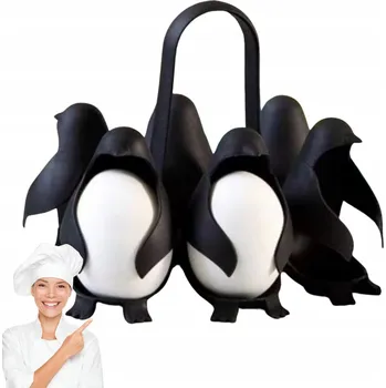 Blitzhaus Stojan / Podstavec na Vaření Vajec pro 6 Kusů Vajec Tučňáci Černý