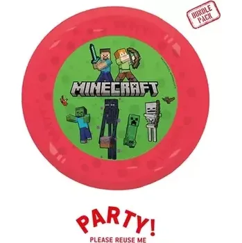 Talíř Plastové talíře Minecraft znovupoužitelné 21 cm - 4 ks