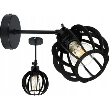 Nástěnné svítidlo ČERNÁ nástěnná LAMPA KINKIET na 1x E27, nastavitelná, styl loft KULA - Černé dřevo