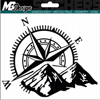 Samolepicí dekorace na vozidlo SAMOLEPKA na auto KOMPAS HORY OFFROAD 11x13cm