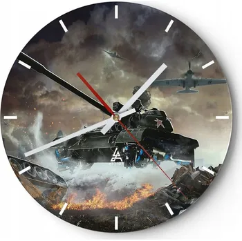 Hodiny Velké nástěnné hodiny 40x40 Militaria Skleněné hodiny Kulatý Tiché