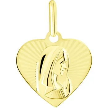 Přívěsek GEMMAX Original – garance kvality Zlatý přívěsek Madonka v srdíčku s paprsky – zlatý šperk ryzosti 585/1000 v Dárkovém balení s Certifikátem GUPYN-03257