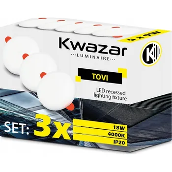 Stropní zapuštěné svítidlo Kwazar Luminaire 18 W s integrovaným LED zdrojem, bílé