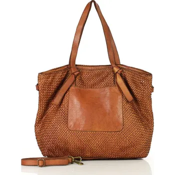 Kabelka MARCO MAZZINI Originální dámská hnědá tkaná kožená shopper kabelka (v243b) Velikost: ONE SIZE