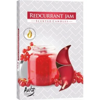 Svíčka Parafínové čajové svíčky Redcurrant Jam Aura 6 ks