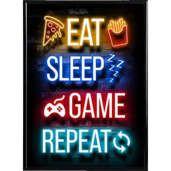 Plakát Herní Plakát A3 v rámečku Herní plakát s výzdobou herního pokoje v rámečku