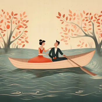 Plakát Plakát Romantická Eskapáda po Řece bez rámu 100 x 100 cm