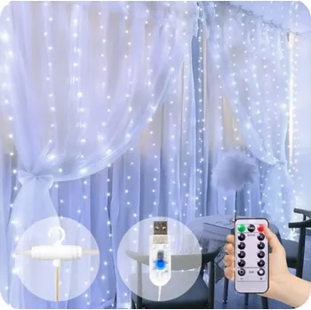 Vánoční dekorace Světelný řetěz Yizhet 300 cm, síťový, bílý