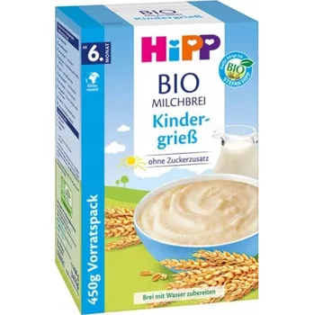 Dětská kaše HIPP BIO PŠENIČNÁ MLÉČNÁ KAŠE S VITAMÍNY BEZ CUKRU 450g 6m+