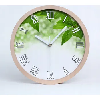 Hodiny Kuchyňské nástěnné hodiny zelené listy průměr 20 cm