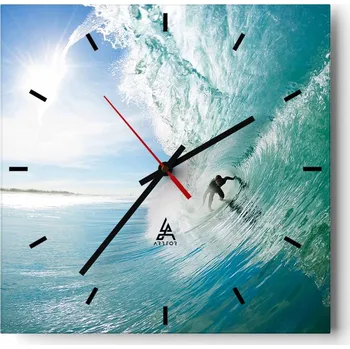 Hodiny Velké nástěnné hodiny 40x40 Krajina Skleněné hodiny Tiché