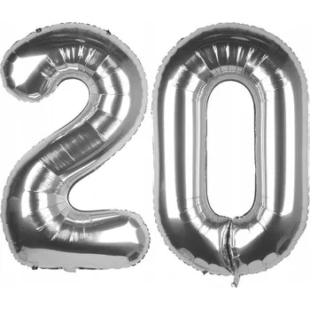 Balónek Obrovské Stříbrné Balónky Číslice 20 k 20. Narozeninám 100CM!