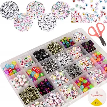 Dětské navlékací korálky Sada korálků na výrobu šperků – písmena a číslice