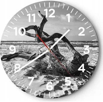 Hodiny Velké nástěnné hodiny 40x40 Pláž Skleněné hodiny Kulatý Tiché