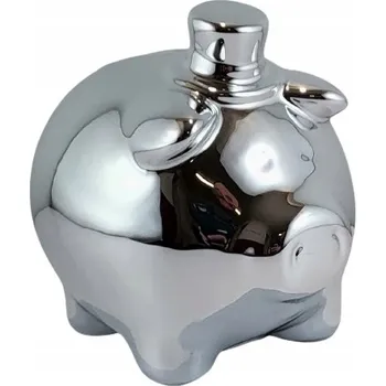 Pokladnička Stříbrné prasátko pokladnička v klobouku 8x11 cm