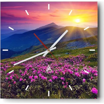 Hodiny Velké nástěnné hodiny 40x40 Krajina Skleněné hodiny Tiché