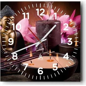 Hodiny Nástěnné hodiny do obýváku 40x40 Buddha Tiché hodiny na skle Stylové