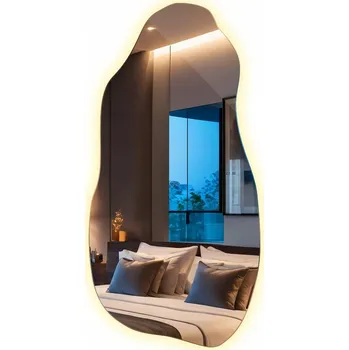 Zrcadlo Bezrámové LED Zrcadlo s podsvícením pro zavěšení na zeď do bytu nebo kanceláře