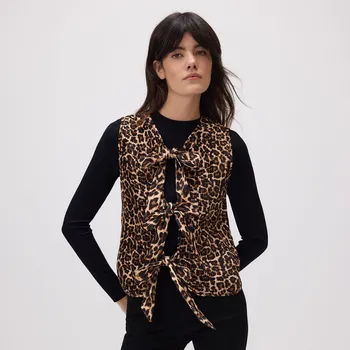 Dámské sako Reserved - Vesta se zavazováním - béžová - 389DR-80X - 389DR-80X-XS