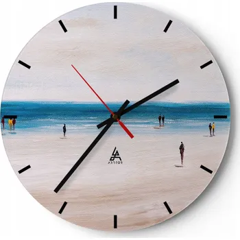 Hodiny Nástěnné hodiny do kuchyně 30x30 Pláž Skleněné hodiny do obýváku Loft Tiché