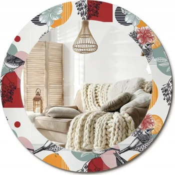 Zrcadlo Stylové kulaté zrcadlo na zeď s potiskem, motiv vintage, průměr 60 cm