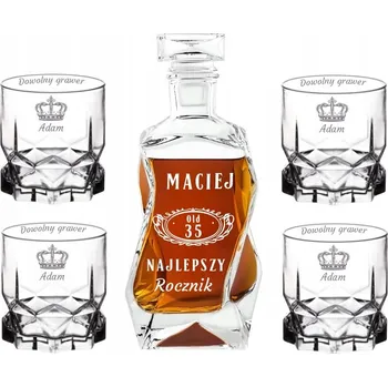 Sklenice Dárek na Valentýna Sada Karafa 4 Skleniček na whisky Gravírování Narozeniny