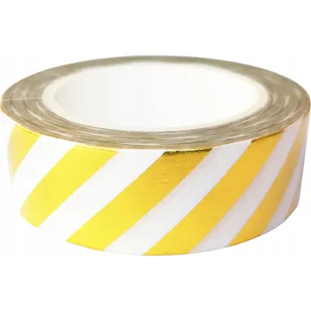 Lepicí páska Dekorativní lepicí páska 10 m zlaté šikmé pruhy G44