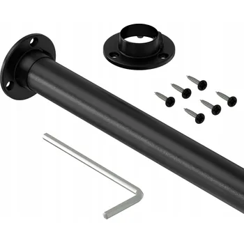 Věšák ŠATNÍ TYČ DO SKŘÍNĚ 2X DRŽÁKY DO ŠATNY Fi25MM CLASSIC ČERNÁ S