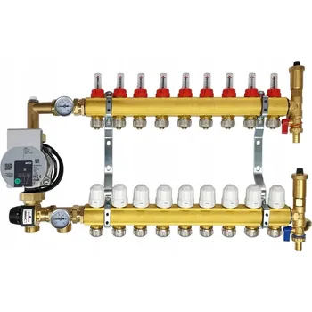 rozdělovač topení Rozdělovač pro podlahové topení s 9 okruhy a čerpadlovou skupinou Wilo