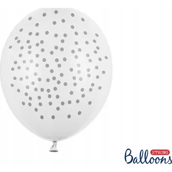 Balónek Id_1680 BALÓNEK BALÓNKY BÍLÝ PUNTÍKY HRACHY STŘÍBRNÉ