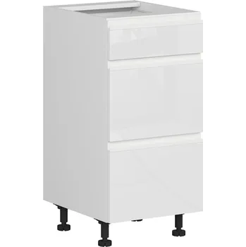 Kuchyňská skříňka Black red white Spodní skříňka se 3 zásuvkami kuchyně Sole D3S-40/82-2SFB/SFB Barva korpusu skříněk: Černá mat, Zvolte barvu dvířek: Bílá lesk