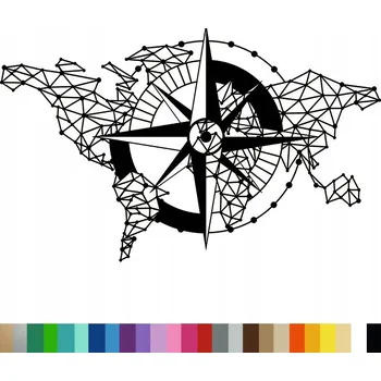 Samolepící dekorace Samolepka na stěnu MAPA SVĚTA RŮŽICE VĚTRŮ 94x150