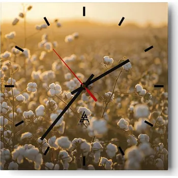 Hodiny Velké nástěnné hodiny 40x40 Bavlněné pole Skleněné tiché hodiny