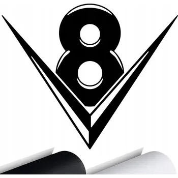 Samolepicí dekorace na vozidlo NÁLEPKA na auto V8 MOTOR 12x14 cm