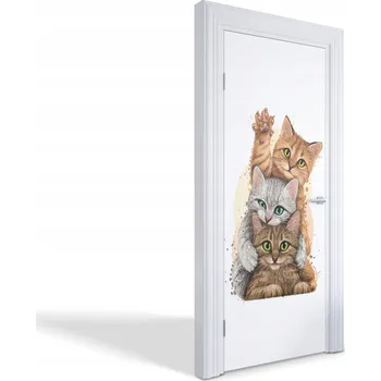 Fototapeta Dekorativní samolepka na dveře fólie s ozdobným motivem Tři kočky 75x205 cm