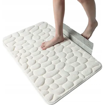 Koupelnová předložka Koupelnová PŘEDLOŽKA Protiskluzová PAMĚŤOVÁ PĚNA Kameny ROHOŽKA Silná BÍLÁ