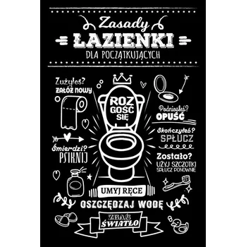 Obraz PLAKÁT BEZ RÁMU do Koupelny WC Toalety PRAVIDLA ZÁCHODU P2581_A4