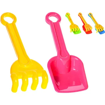 Pískoviště Lopatka 22 cm + hrabičky 19 cm - mix barev (modrá, zelená, růžová, červená)