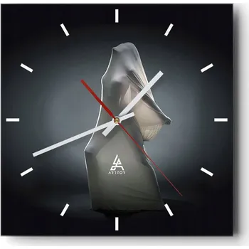 Hodiny Velké nástěnné hodiny na zeď 40x40 Žena Skleněné hodiny Čtvercové Tiché