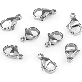 Korálek Karabinka z nerezové oceli 8x13 mm, Balení 20 ks, Varianta platina