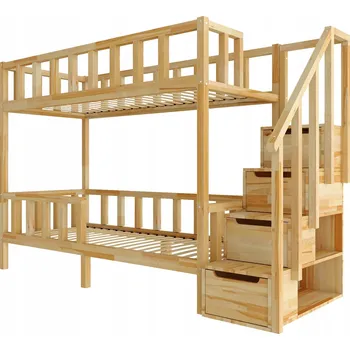 Postel Patrová postel Stolarnia Ewa Fojtuch Filip se schůdky 90 x 180 cm hnědá