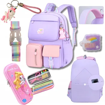 Školní batoh vícekomorový K&M fialový, růžový, vícebarevný