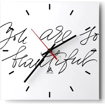 Hodiny Velké nástěnné hodiny 40x40 Typografie Skleněné hodiny Tiché