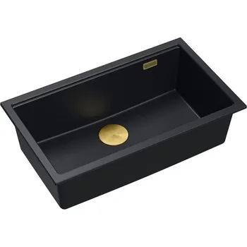 Granitový dřez Quadron - Granitový dřez Logan 110 Black Zlaty HQD7644U7_PVDG1_U
