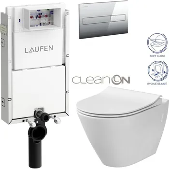 WC sada LAUFEN Podomít. systém LIS TW1 SET s chromovým tlačítkem + WC CERSANIT CLEANON CITY H8946630000001CR CI1