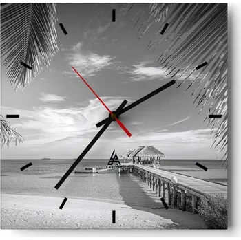 Hodiny Velké nástěnné hodiny 40x40 cm - Krajina - Skleněné tiché hodiny