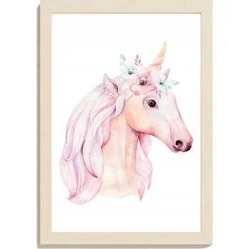 Obraz Plakát pro děti A3 s motivem jednorožce a květin